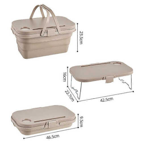 (Green) Folding Picnic Basket Multi-functional Storage Box 2