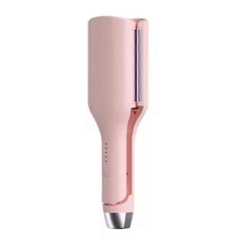(Pink)32mm Egg Shaped Curling Iron V-Shape Wave Pattern Negative Ion Water Wave Texture Damage Free Hair Styling Tool for Dormitory