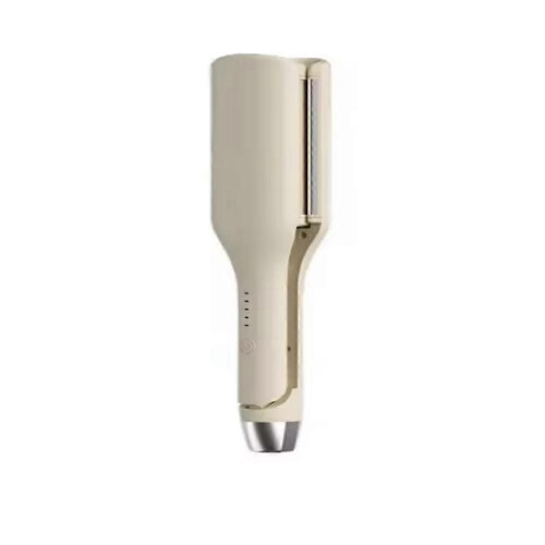 (Yellow)32mm Egg Shaped Curling Iron V-Shape Wave Pattern Negative Ion Water Wave Texture Damage Free Hair Styling Tool for Dormitory