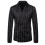 (L,black)Men's striped suit jacket premium design 1