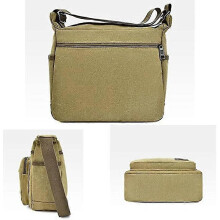 Men's Bag One Shoulder Canvas Large Capacity Business Briefcase Multi Pocket (Brown) - DD01
