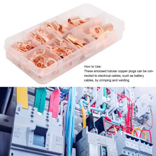 60Pcs Copper Ring Lug Terminals Set SC6-SC25 Crimp Connectors 1