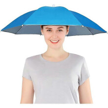 (Blue) Umbrella Hat, 2 Pack Colorful Party Hats Hands Free Umbrella