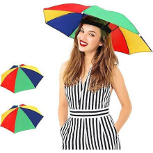 (Colorful 2) Umbrella Hat, 2 Pack Colorful Party Hats Hands Free Umbrella