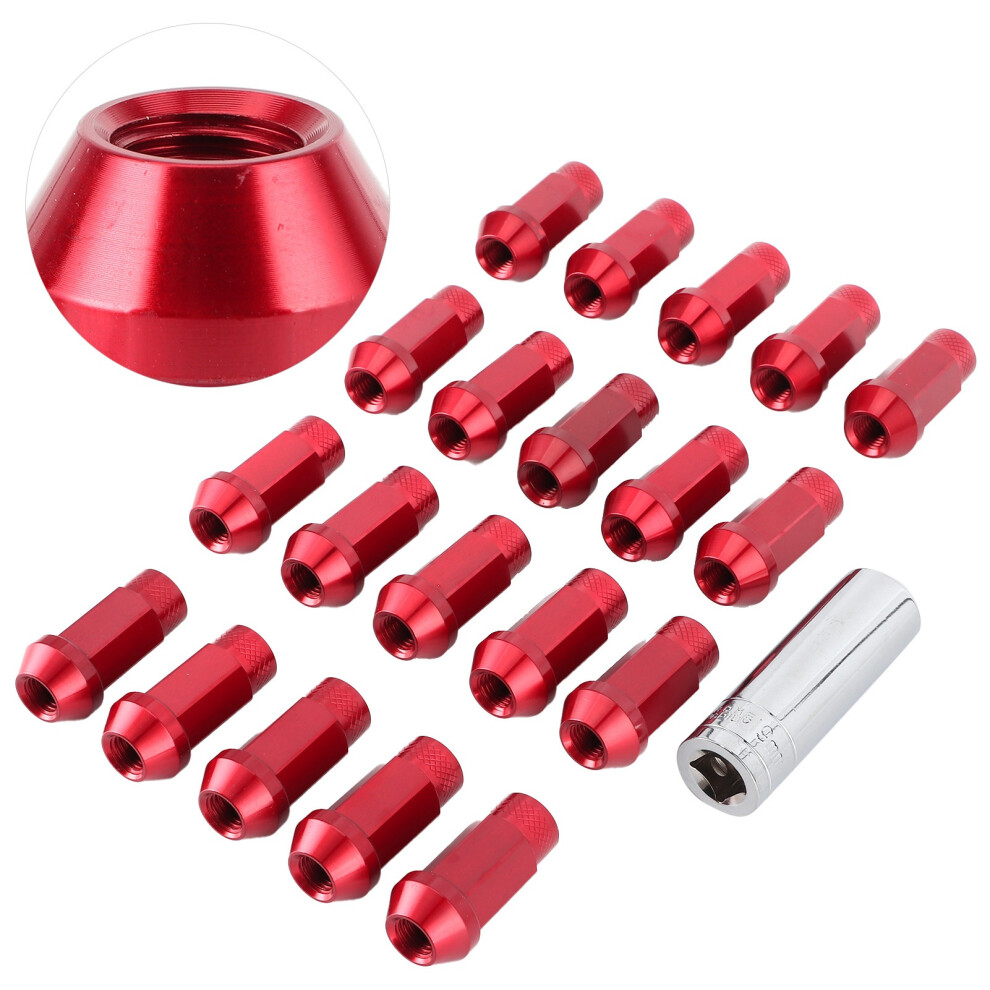 20Pcs 50Mm Aluminium Alloy M12x1.5 Wheel Lug Nuts Universal Red 5011392148015
