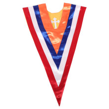Dual-Sided Satin Adult Choir Stole V Neck Cross Embroidery