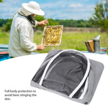 Gray XL Beekeeping Suit with Dual Zippers, Protective Clothes