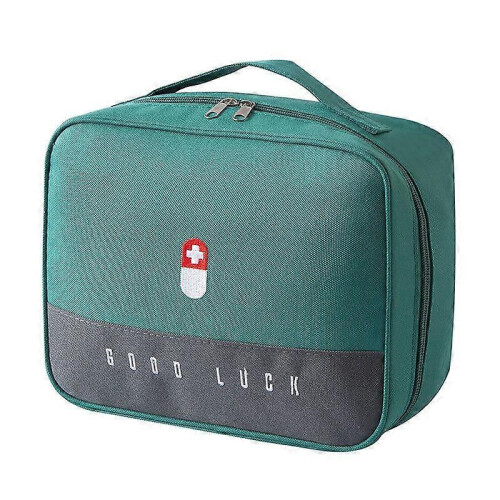 (L,green)Domestic medicine box storage medicine box first aid box portable capacity