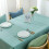 (Lake Blue, 90x90cm) Cotton Linen Tablecloth Rectangular Dining Table Cloth Cover Home Decor 2