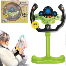 (Green) Steering Wheel Driving Toy, Simulated Steering Wheel for Kids