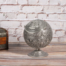 Retro Zinc Alloy Ashtray with Lid, 12.3cm Home Office Decor