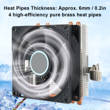 Push Down Blow Down CPU Cooler 4 Brass Pipes 4-Pin Black