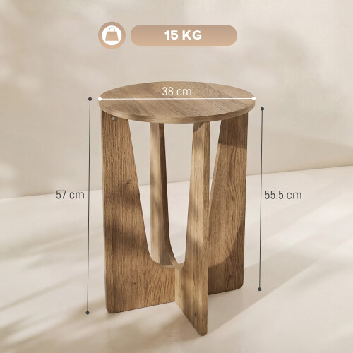 Homcom HOMCOM Round Side Table, End Table with Curved Legs Coffee Wood Effect 2