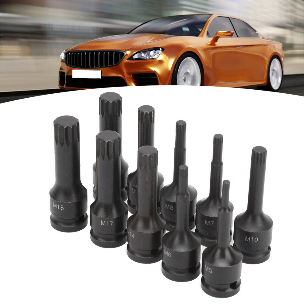 10Pcs 1/2In Drive Square Bit Set Crmo Steel 7790334722473