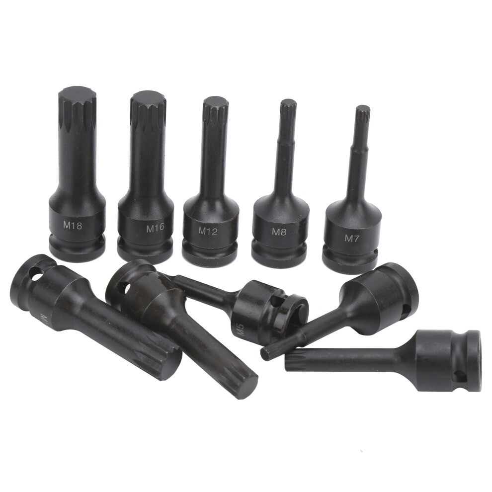 Cr-Mo Steel 10Pcs Square Socket Set 1/2In 7790334592052