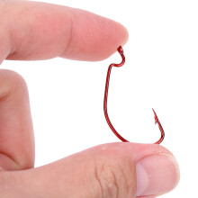 50Pcs Red Nickel Crank Worm Fish Hooks 4cm, High Carbon Steel