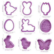 9PCS Plastic Bunny Biscuit Cutter Set | Easter DIY Baking Tool Purple