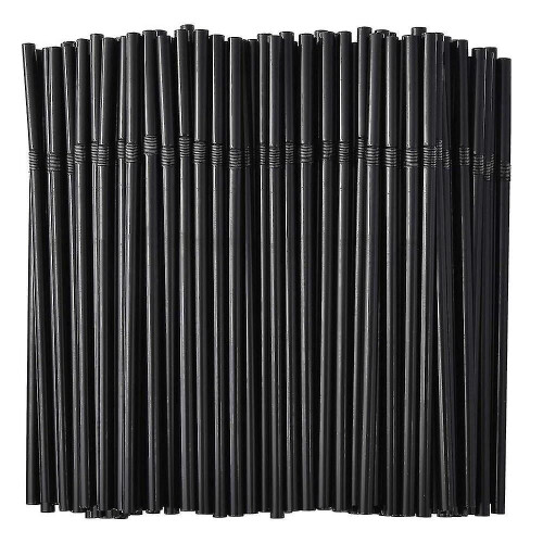 (100 sticks) 500/200/100pcs Flexible Bendy Black Drinking Straws Plastic Disposable Straws