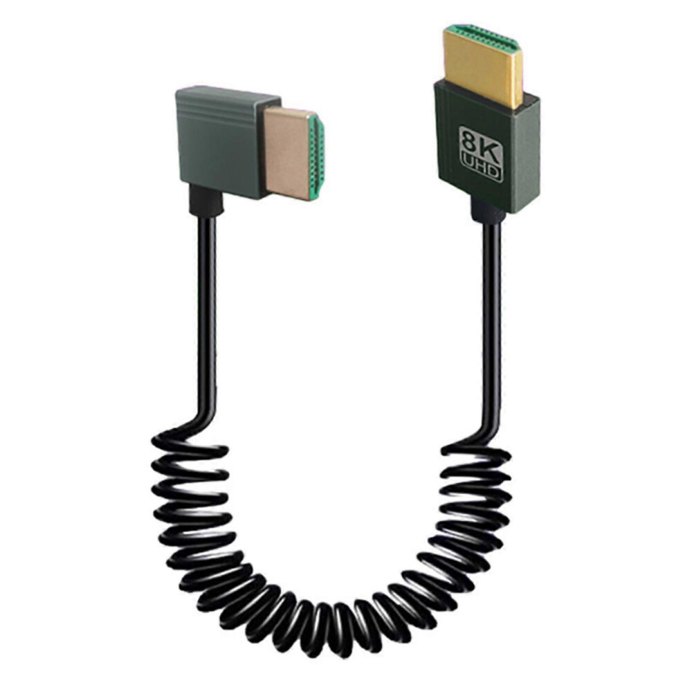 (Left) High Performances 8K Hdmicompatible Cable 0.9M, Coiled Male To Male Interfaces Cable Compatible With Professional Video Equipment 3081994659402