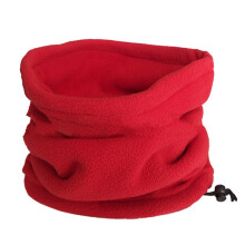 (Red) Unisex Winter Outdoor Solid Color Soft Thick Fleece Neck Warmer Gaiter Cover Hat