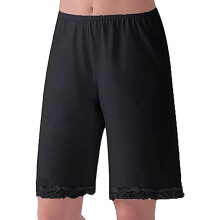 (Black, XXL) Women Lingerie Pajamas Short Pants Satin Pettipants Snip-it Culottes Slips Bloomers