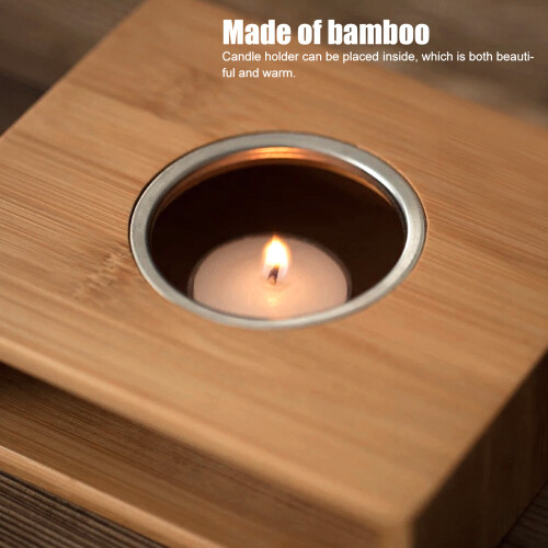 Bamboo Teapot Warmer Heating Base Holder 15x13x6cm Kitchen Accessory 2
