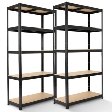 AREBOS 2x Heavy Duty Shelving 180 x 90 x 40 cm | 875kg load capacity | 0,63 mm | 5 MDF boards Shelving Storage Shelving Cellar Shelving | Black