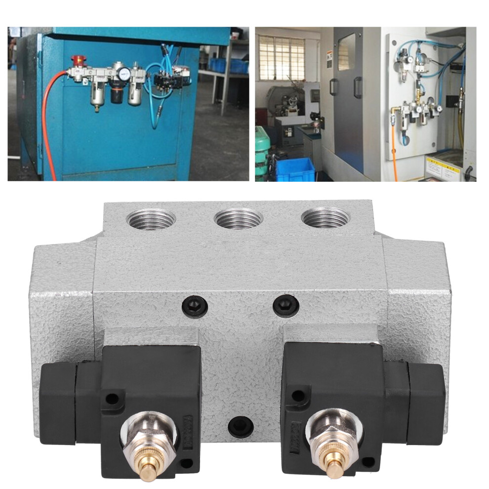 Double Electric Solenoid Valve 3 Pos 5-Way G1/2