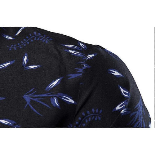 (L,blue)Men's Long Sleeve Shirts Casual Print Button Up Shirts 2