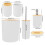 6Pcs Bathroom Set PP + Bamboo White Gray Black Size As Shown 3