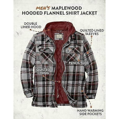(M,Red)Men's Maplewood Hooded Shirt Jacket 2
