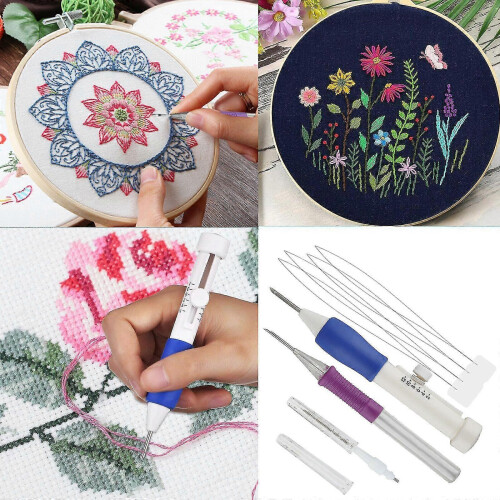 Punch Needle Embroidery Set,embroidery Pen Punch Needle Kit Craft Tool 2