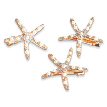 Haarspelden in de vorm van een zeester, gemaakt van stevig legeringsmetaal, niet gemakkelijk te breken. Clips met strass-steentjes en imitatieparels,