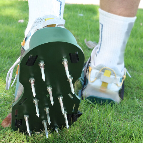 Grass Aerator Shoes with Adjustable Hook Loop Straps-Green 1 2