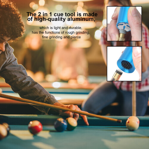 Blue 2 in 1 Billiard Cue Tip Shaper & Scuffer Pool Table Accessory Durable 2