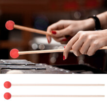2Pcs Red Maple & Rubber Drum Mallet Hammers for Timpani & Snare Drums