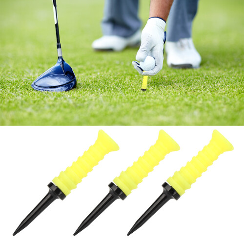 3 Yellow Golf Tees 83mm Durable Plastic