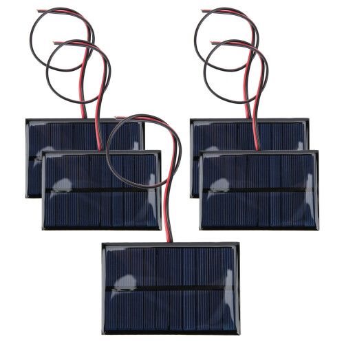 5pcs 5V 150mA Solar Panel Kit with 30cm Cable for Weather-Resistant Charging 1