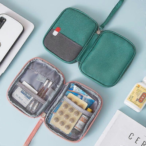 (S,green)Domestic medicine box storage medicine box first aid box portable capacity 2
