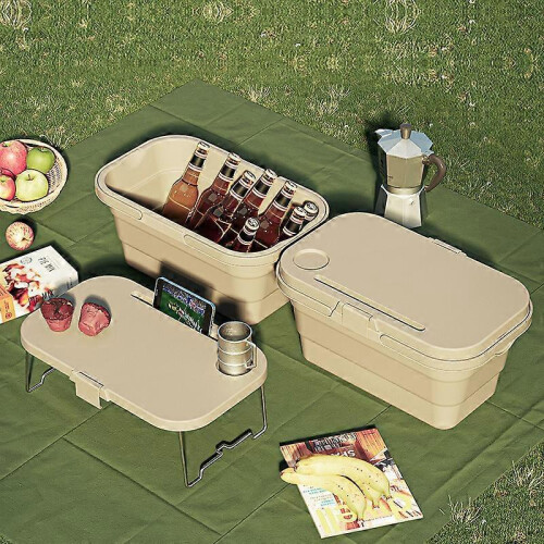 (Green) Folding Picnic Basket Multi-functional Storage Box 1