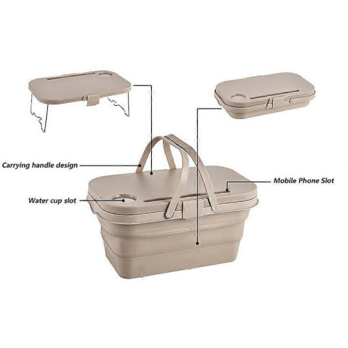 (Green) Folding Picnic Basket Multi-functional Storage Box 2