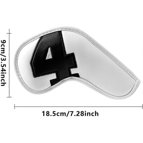 (Black-White)10pcs Leather Golf Iron Head Covers Set 2