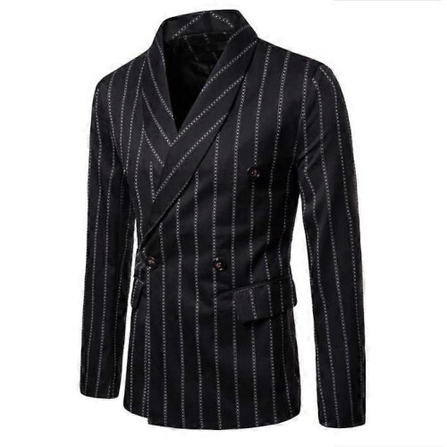(XL,black)Men's striped suit jacket premium design 1