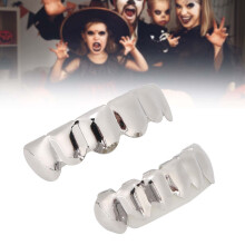Shiny Brass Hip Hop Teeth Accessory for Halloween Party Gift, Gold Silver Rose Gold Black