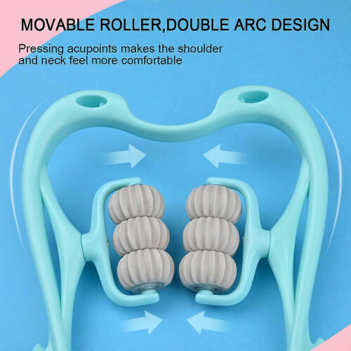 (pink)6 Roller Cervical Spine Massager Shoulder Neck Relaxation Device Trigger Point Therapist 2
