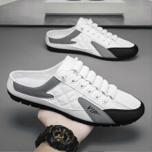 (44,YS08 White)Men Backless Shoes Fashion Fashion Open Back Sneaker Backless Casual Slippers for Office Beach Daily Wear