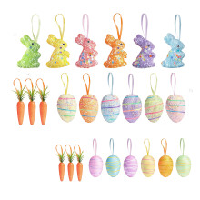 1Set Pasen Konijn Wortel Decoraties Kleurrijk Schuim Hangend-1