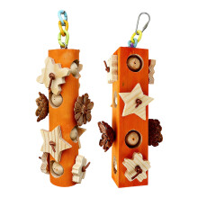2 stuks houten vogelkauwspeelgoed puzzelblok voor-oranjekleur