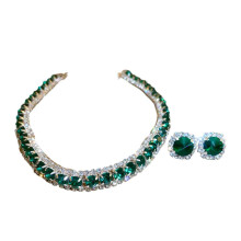 Ensemble de bijoux chics pour femmes, orné de strass et de zirconiums cubiques, finition plaquée or jaune, ensemble de bijoux fantaisie au fini
