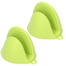 2Pcs Olive Green Mini Silicone Oven Mitts Thicker Anti-slip 85x80x95mm